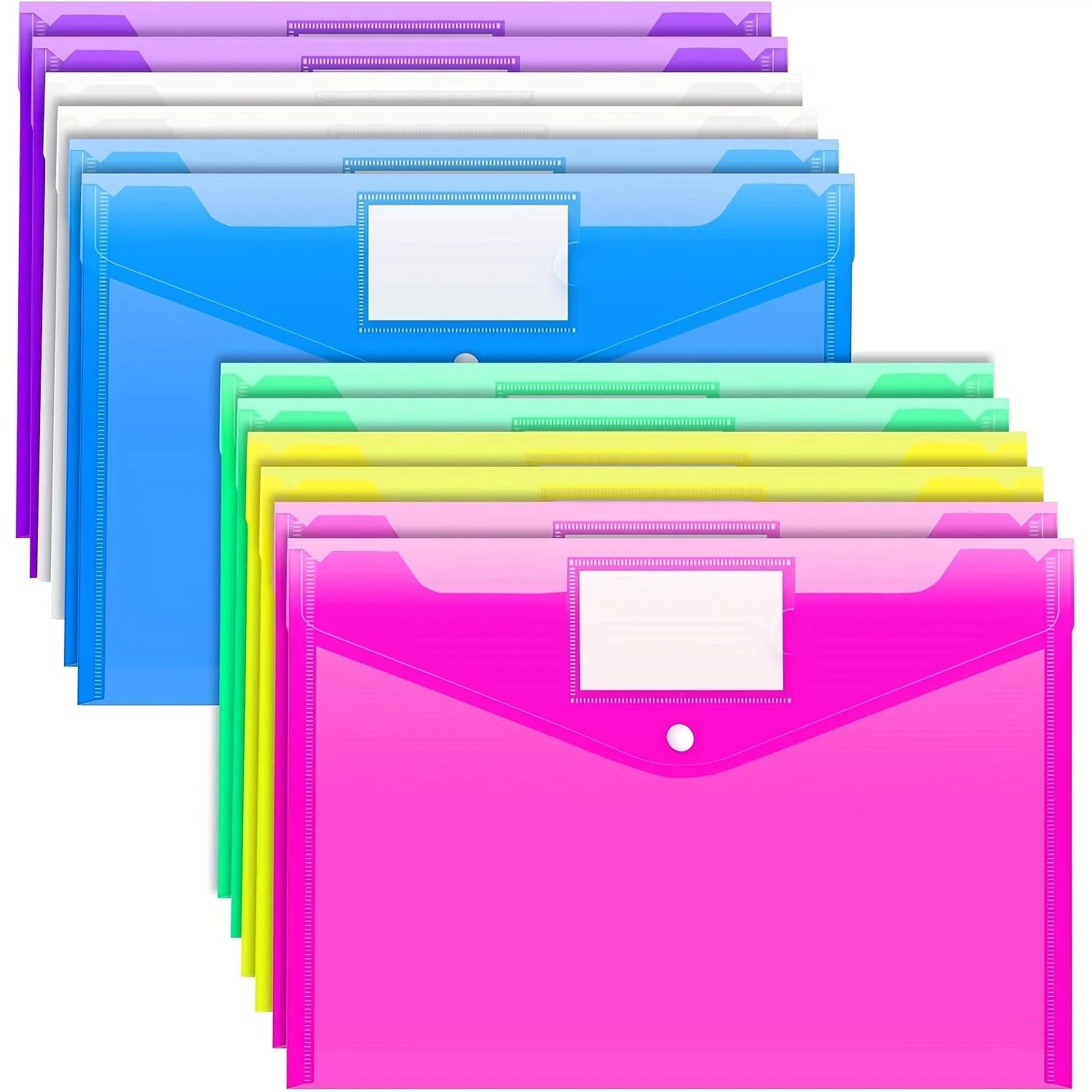 10/5pcs A4 Folders Plastic Envelopes Clear File Folder for Document Poly File with Label Pocket Snap Button for Office Organizer