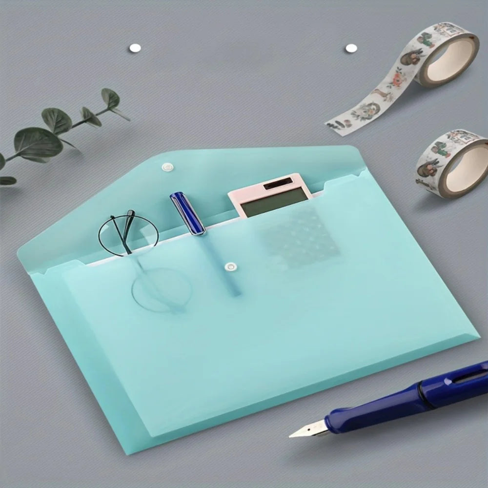 10pcs A4 Transparent Plastic File Folders Waterproof PP Document Storage Bags Student Test Papers & Office Organization Supplies